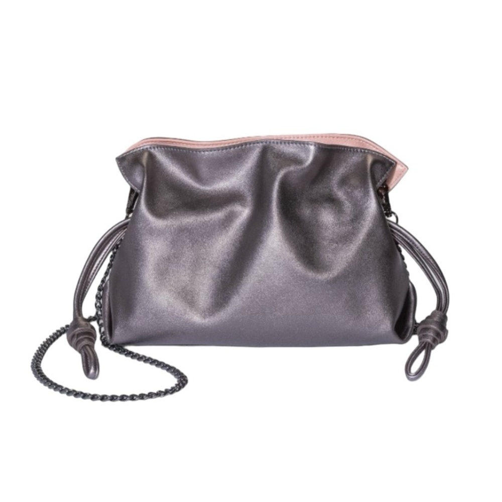 A New Day Soft Clutch in Metallic Gray